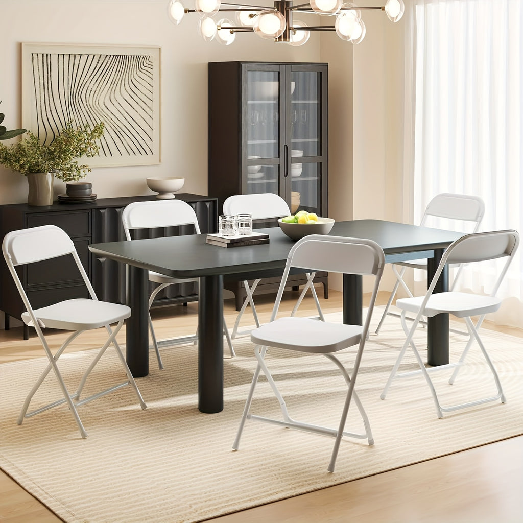 Stackable Folding Dining Chairs 350 Lbs Capacity Steel Frame for Kitchen Dining Room Catering & Outdoor Parties – Space-Saving Plastic Chairs