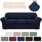 Grid Pattern Elastic Sofa Cover – Anti-Slip Full Coverage Stretchable Sofa Protector Machine Washable Classic Design for Living Room Bedroom Office