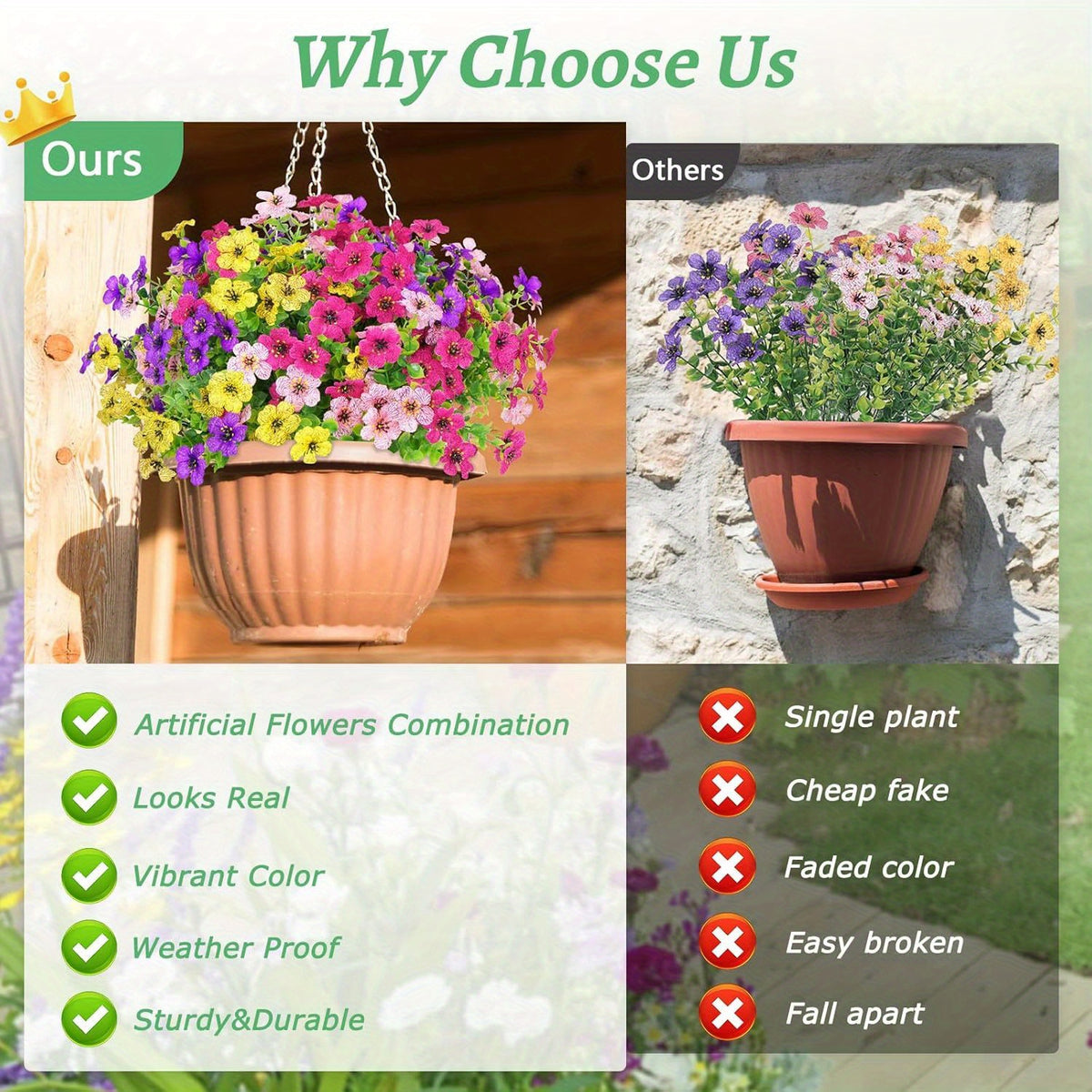 Artificial Outdoor Daisy Flowers UV Resistant Bulk Bundles 18/36/54pcs – Faux Colorful Daisy Stems for Porch, Patio & Garden – Realistic Spring Summer Outdoor Decor Flowers