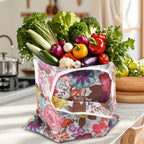 Reusable Shopping Bags Set of 10 Foldable Tote Bags – Vibrant Floral & Tropical Designs, Lightweight Leak-Resistant Polyester Grocery Bags for Shopping, Travel, Farmers Market & Gift