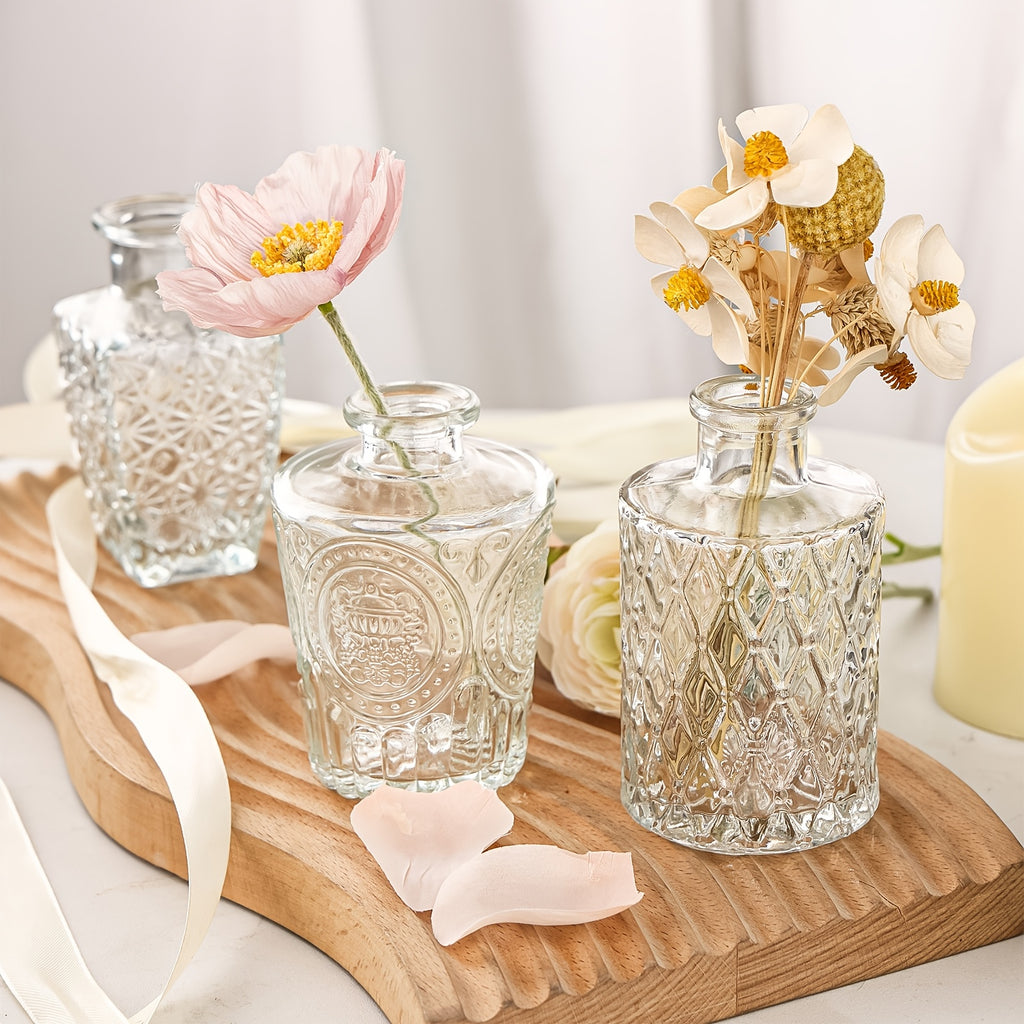 Clear Glass Bud Vases Bulk Set 12/24/64pcs - Small Flower Vases for Rustic Wedding Centerpieces, Banquet, Party & Festival Table Decor, Halloween & Christmas Home Restaurant Decoration