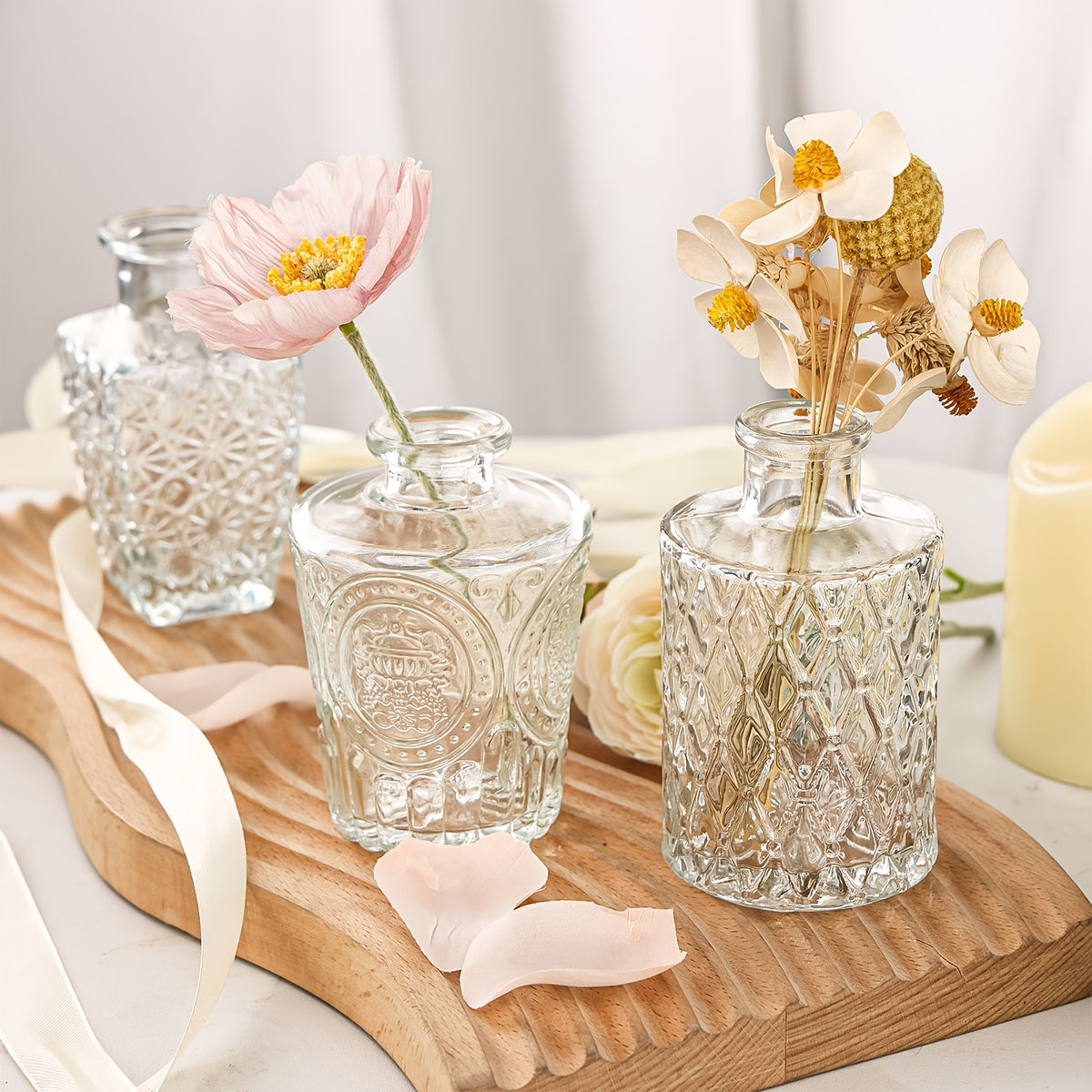 Glass Bud Vases Bulk Set 64 Pieces Multi-Size – Clear Flower Vases for Wedding Centerpieces, Home Table Decor & Bridal Party