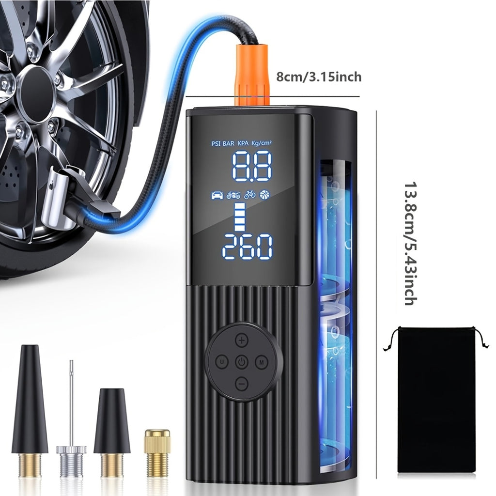 Cordless Tire Inflator 210PSI 22-Cylinder Digital Pressure Gauge Rechargeable LED Light Portable Air Pump for Car Motorcycle Bicycle Ball