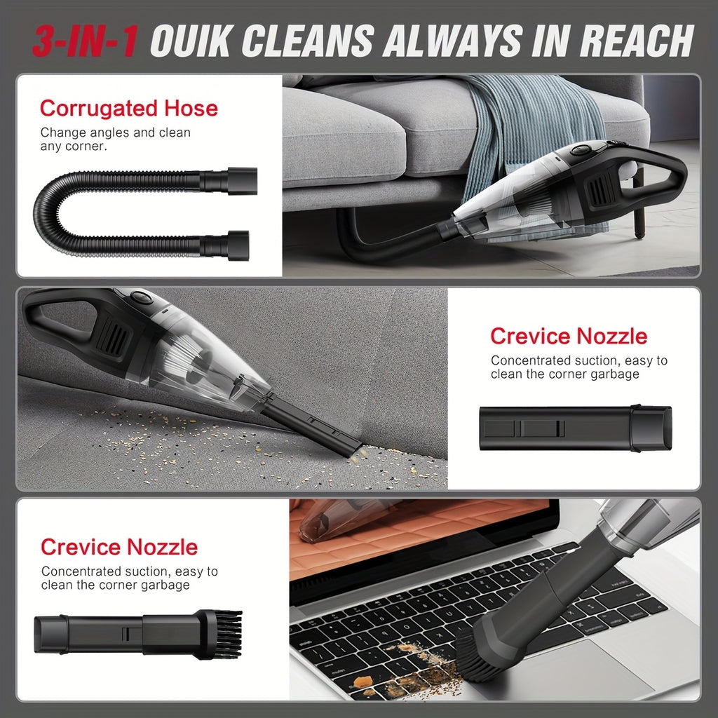 Cordless Handheld Vacuum Cleaner – Lightweight, Powerful Suction, Large Capacity & Rechargeable, Deep Cleaning for Home, Kitchen, Car & Office | 6 Colors