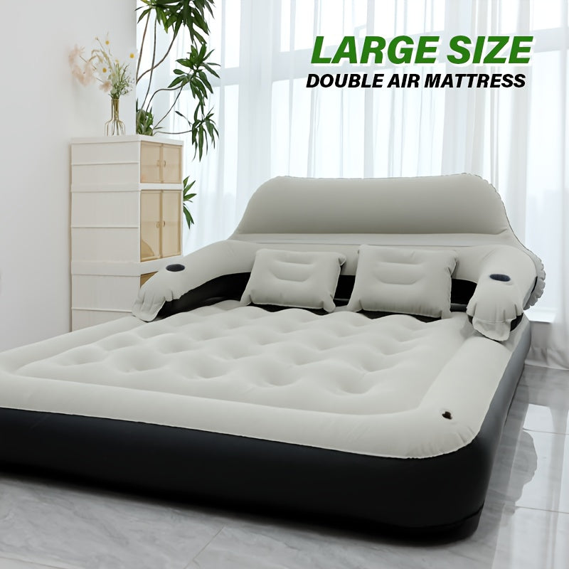 Inflatable Air Mattress Double Bed with Backrest Pillow & Built-In Pump – Portable Camping & Home Guest Bed, 39in Wide Self-Inflating Sleep Mat