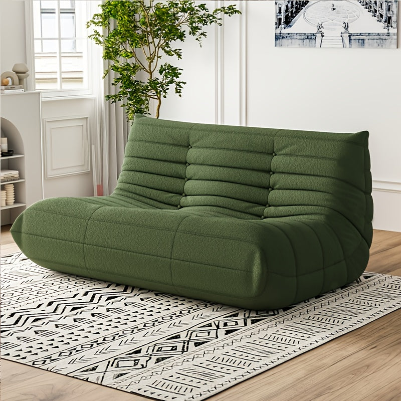 Caterpillar Floor Bean Bag Sofa – Teddy Velvet High-Density Foam Ergonomic Lounge Sofa, 1-2-3 Person, for Living Room Bedroom Game Room, Multiple Colors