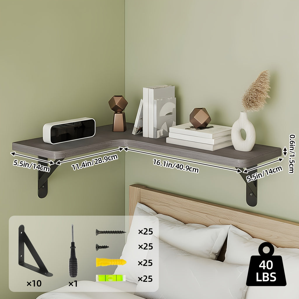 Corner Floating Wall Shelves 5 or 6-Pack – Rustic Heavy Duty Wall Mounted Corner Shelf Set for Bedroom, Living Room, Bathroom, Kitchen & Office Decor, Multiple Colors Available