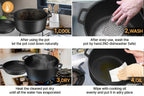 Pre-Seasoned Cast Iron Dutch Oven Set 2-in-1 with Lid, Scraper & Stand – Deep Pot for Camping, BBQ, Bread Baking & Stovetop Cooking