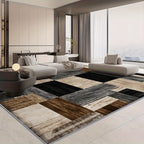 Luxury Velvet Area Rug Geometric Purple – Slip-Resistant Machine Washable 100% Polyester Carpet for Living Room Bedroom High-Traffic Areas, 5 Sizes