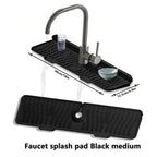 Silicone Sink Drying Mat & Faucet Splash Pad with Sponge Holder – Wave Pattern, 5° Drainage Slope, Heat-Resistant, 3 Sizes & 3 Colors for Kitchen & Bathroom Counter