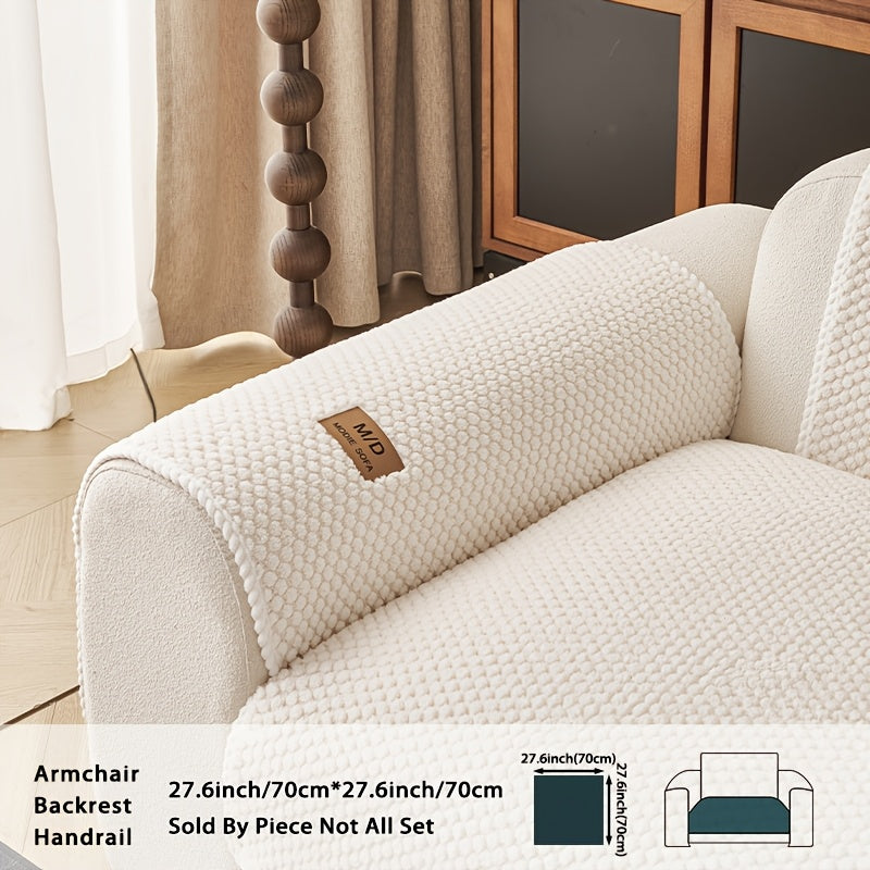 Bohemian Plush Sofa Cover with Cushion Pad Machine Washable Pet Friendly for Cats & Dogs – Fits Single Double Triple Quad Sofas, Warm Cozy Boho Home Decor Couch Protector