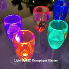 LED Light-Up Champagne Flutes – Glow in the Dark Plastic Wine Glasses | Colorful Glowing Party Cups for Birthday, Christmas, Halloween & Weddings | 1pc or 6-Pack