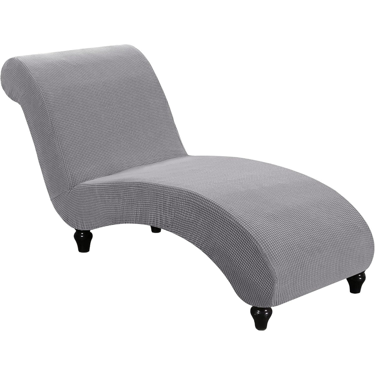 Chaise Lounge Cover Stretch Slipcover – Jacquard Lattice Fabric, Soft Machine Washable Chair Cover with No or Double Armrests for Living Room Bedroom, 11 Colors