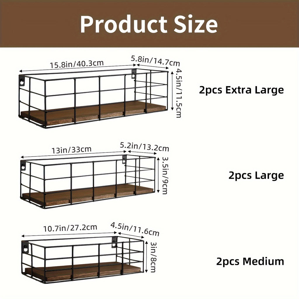 Floating Wall Shelves Set of 4/6 Pcs, Multi-Size Wall Mounted Storage Rack for Bathroom, Bedroom, Living Room, Kitchen, Wall Vanity Shelf, Home Storage Organizer & Decor Display, Room Decoration