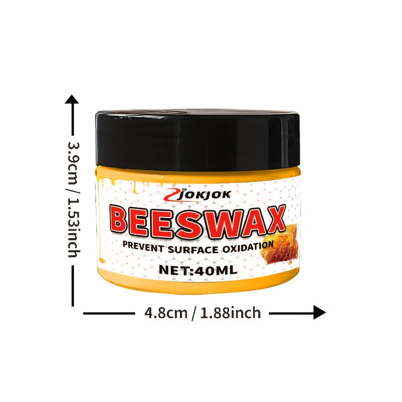 Beeswax Wood Polish Liquid Wax 1.35oz with Sponge Non-Toxic Long-Lasting Gloss for Furniture Hardwood Floors Desks Cabinets Multi-Surface Wood Restorer