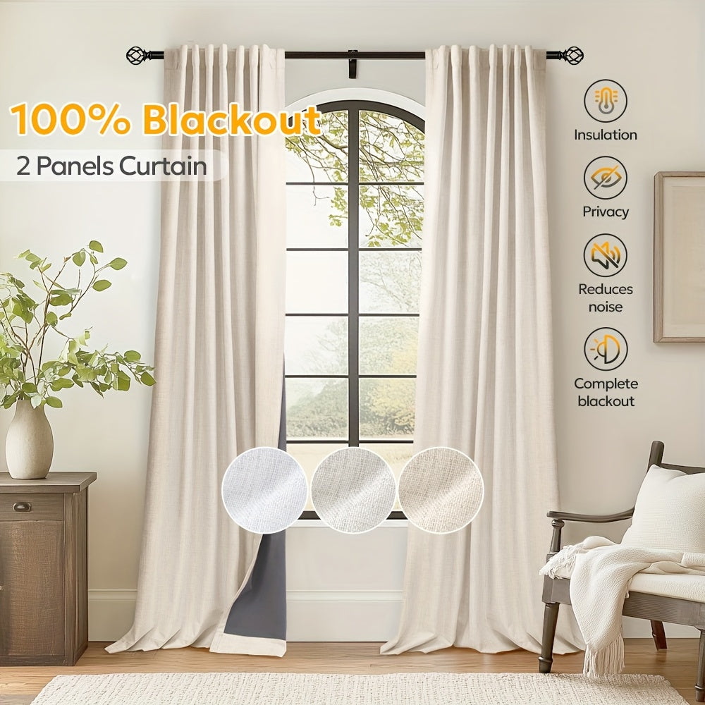 100% Blackout Curtains Back Tab & Rod Pocket for Bedroom Living Room - Thermal Insulated Darkening Drapes 2 & 4 Panel Sets for Windows Office Kitchen, Modern Home Decor