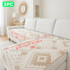 Bohemian Jacquard Sofa Cover Set 2pcs - Plush Thick Non-Slip L-Shaped Geometric Pattern Pet-Friendly All-Season Sofa Protector Machine Washable for Sectional Couches and Loveseats