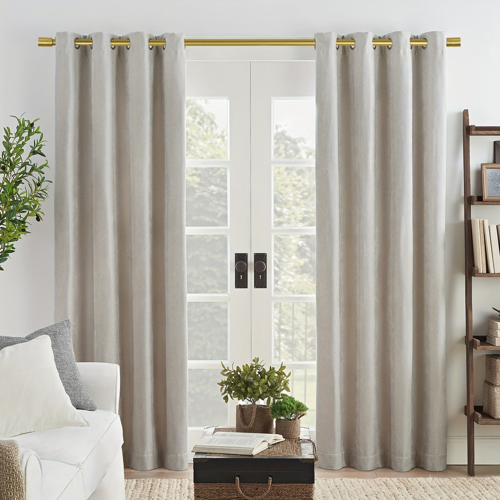 Decorative Curtain Rod 1 Inch Diameter Adjustable with Modern Finials – Drapery Rod for Windows 18-120 Inch, Black Brushed Nickel Gold Curtain Hardware