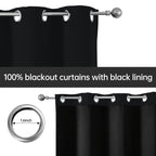 Rod Pocket Blackout Curtains 4 Panels Heavy Duty Coated Lining for Bedroom, Living Room & Office – Modern Room Darkening Thermal Drapes, 2 Sizes