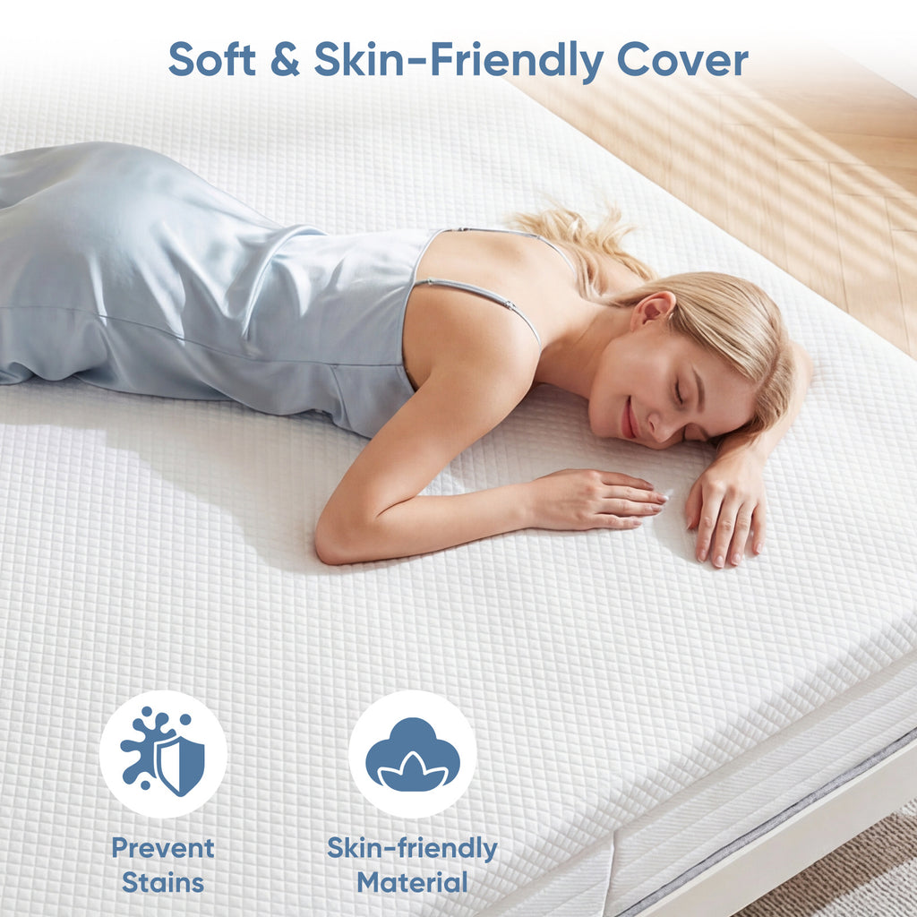 Gel Memory Foam Mattress Topper 2”/3”/4” – Removable Soft Cover, Cooling Pad for Bed, Sleeper Sofa, RV & Camper, CertiPUR-US Certified | Twin, Twin XL, Full, Queen, King