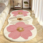 Luxury Soft Plush Floral Mat – 10mm Thick Non-Slip Machine Washable Decorative Rug for Bedside, Living Room, Corridor, Study & Cloakroom, Navy Blue & Brown, 4 Styles