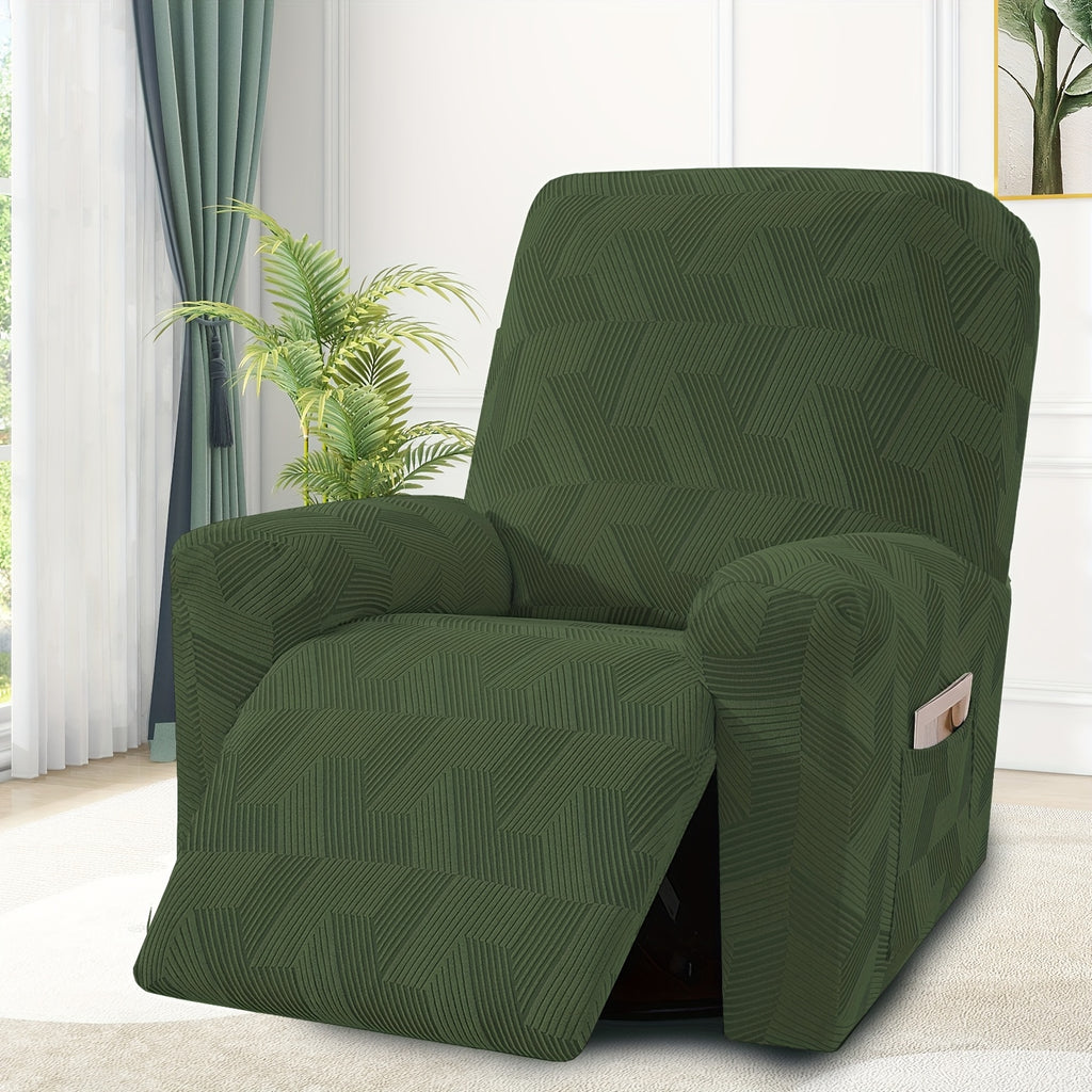 1 Seat Sofa Slipcover Stretch Recliner Cover Elastic Armchair Slipcover Washable Spandex Couch Cover with Pocket for Living Room Office Home - 5 Colors Dark Gray Beige Coffee Green Navy Blue