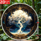 Tree of Life Mandala Round Wall Decor – Art Deco 2D Flat Medallion for Front Door Porch Living Room Bedroom
