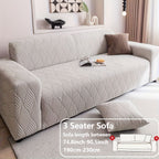 Jacquard Elastic Sofa Cover – Modern Artistic Slip-Resistant Couch Slipcover | All-Season Polar Fleece Furniture Protector for Living Room, Office & Bedroom | Includes Free Pillow Cover | 1-4 Seater