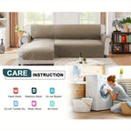 L-Shaped Sectional Sofa Cover 100% Liquid-Resistant Couch Slipcover with Non-Slip Straps for Dogs Cats Pets Left Right Chaise