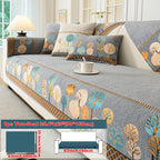 Bohemian Embroidered Sofa Cushion Cover Geometric Tree Leaf Design Pet Friendly Elegant Blue Gold for Living Room Bedroom Office All Sofa Sizes