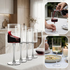 Square Wine Glasses Set of 4 - 15oz Hand Blown Borosilicate Crystal Stemmed Wine Glass for Red & White Wine, Wine Tasting Party Wedding Anniversary Christmas Birthday Gift