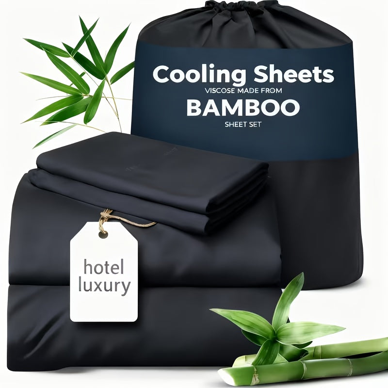 Bamboo Bed Sheets Set 1660TC Ultra Soft Deep Pocket Cooling 3/4pcs – Luxury Fitted Sheet & Pillowcase Set for Twin Full Queen King, 14 Colors