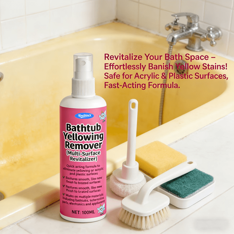 Bathtub De-Yellowing Spray Cleaner 3.38oz Quick-Acting Acrylic Plastic Restorer – Multipurpose Whitening Spray for Bathtub Car Home Appliances