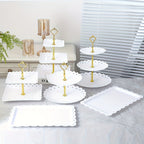Tiered Dessert Display Stand 6 Piece Set Three-Tier Two-Tier Shelf and Dessert Tray for Birthday Party Tea Party Cupcake Cake Serving Pink White