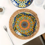 Bohemian Ceramic Salad Plates Set of 6 – 8.5 Inch Colorful Dessert Plate Set, Microwave Oven & Dishwasher Safe, Boho Style Kitchen Dishes