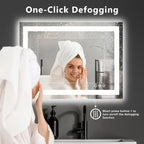 Anti-Fog LED Bathroom Mirror with Dual Light Source & 3-Color Modes | Wall Mount Vanity Mirror | 120V US Plug | 4 Sizes