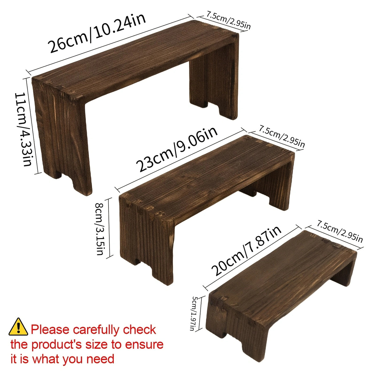 3-Tier Wooden Tabletop Display Shelf, Modern Rectangular Desktop Storage Rack & Space-Saving Organizer for Home, Office, Bathroom & Kitchen Counter, Decorative Wood Display Stand