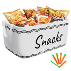 Large Snack Bin Organizer with 5 Chip Clips – Countertop Pantry Snack Basket for Chips, Pretzels, Cookies & Popcorn, Kitchen Organization Shelf Basket