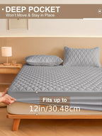 Mattress Protector Deep Pocket 11.8-Inch Thickened Fitted Cover with Embossed Design – Solid Color Bedding Essential for Twin Full Queen King, 7 Colors