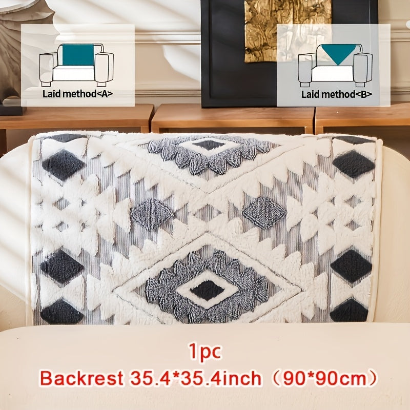 Thick Plush Sofa Cover Protective Slipcover – Pet-Friendly Shu Velveteen Non-Slip Machine Washable Jacquard Sofa Seat Cushion Cover for Office Bedroom Living Room Couch Decor