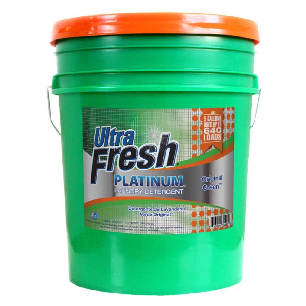 Ultra Fresh 6X Concentrated Liquid Laundry Detergent 5 Gallon with Pump, Up to 640 Loads HE Compatible All Machine Types, No Phosphates No Bleach, 4 Scent Options