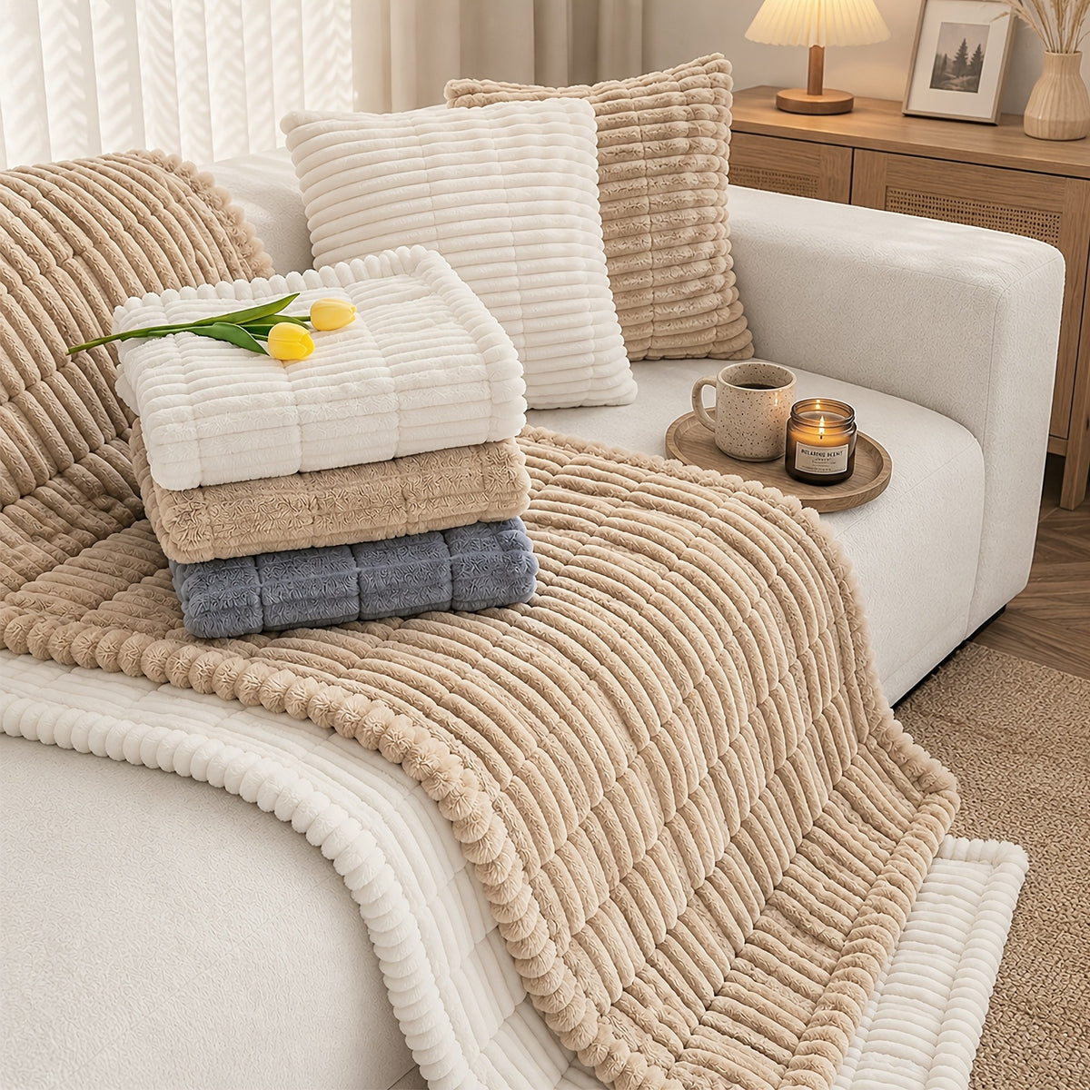 Soft Quilted Thick Sofa Cover Bohemian Style – Removable Machine Washable Pet-Friendly Sofa Protector for 1/2/3/4 Seater Split Sofa, All-Season Couch Cover for Living Room, Bedroom & Office