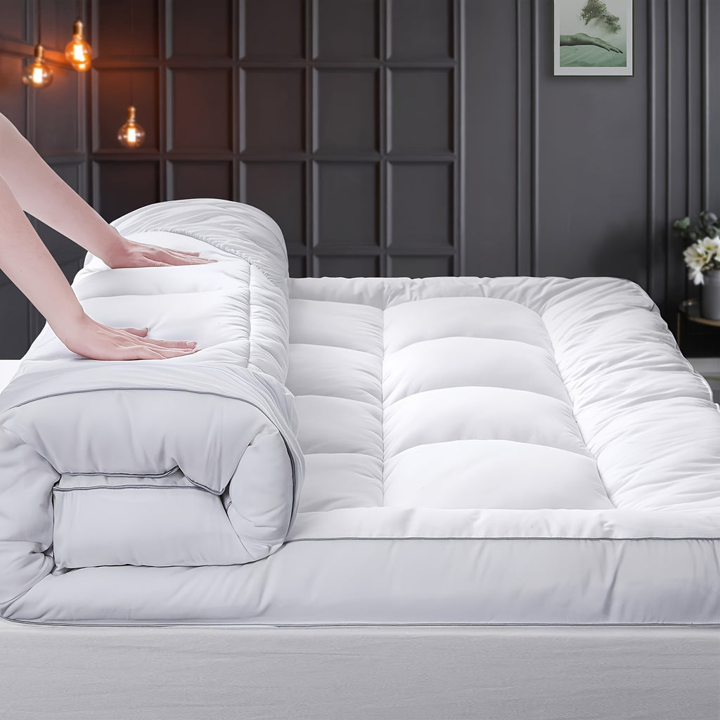 Quilted Pillow Top Mattress Topper - Ultra Soft Cooling Mattress Pad for Deep Beds, 450G/900G/1200GSM Fill, Twin Full Queen King Cal King, White Gray Green