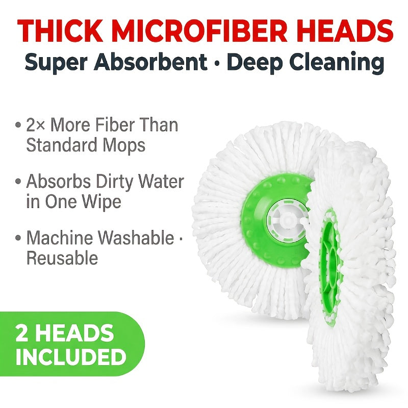 Spin Mop & Bucket with Wringer Set – Large No-Bend No-Splash Floor Mop with Dual Refills, Black Red or Mint Green