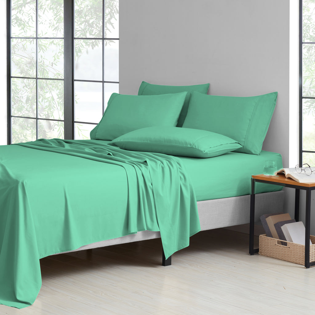Bamboo Blend Cooling Sheet Set 6-Piece 2000 Thread Count Satin | Deep Pocket 16" Hypoallergenic Breathable Bed Sheets, Twin Full Queen King Cal King, 20 Colors