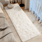 Tie Dye Fluffy Runner Mat Thickened Super Soft Non-Slip Floor Rug 16x47 Inch for Living Room Bedroom Office – Machine Washable Indoor Mat | Light Grey, Pink, Black, White, Khaki