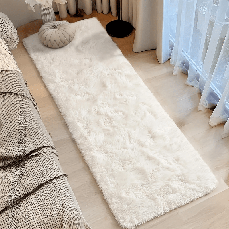 Tie Dye Fluffy Runner Mat Thickened Super Soft Non-Slip Floor Rug 16x47 Inch for Living Room Bedroom Office – Machine Washable Indoor Mat | Light Grey, Pink, Black, White, Khaki