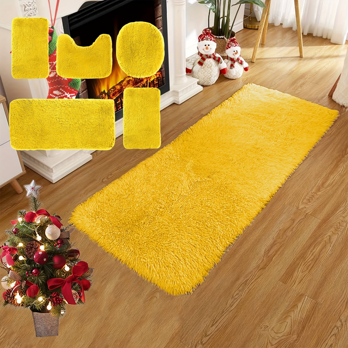 Plush Bath Rugs Set 1-6 Pieces, Multi-Color Microfiber Non-Slip Bathroom Mats – Soft Water Absorbent Thick Machine Washable Toilet Mats for Bathroom, Tub & Shower