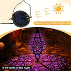 Outdoor Solar Hanging Lantern 27" – Metal Pendant Light Fixture with Removable Solar Panel & Auto Dusk-to-Dawn Sensor for Garden, Patio, Porch, Lawn & Deck, Oil-Rubbed Finish, Gold, Purple or Blue