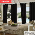 100% Blackout Curtains 4-Panel – Coated Lining Grommet Top for Total Darkness, Privacy Drapes for Bedroom Living Room Kitchen Bathroom, 8 Colors 9 Sizes